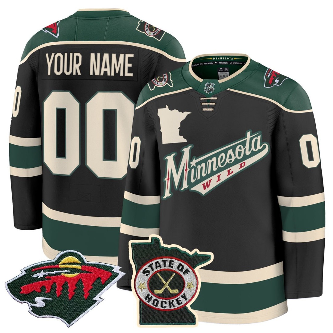 Minnesota Wild Hockey Grey Green Custom Jersey - All Stitched