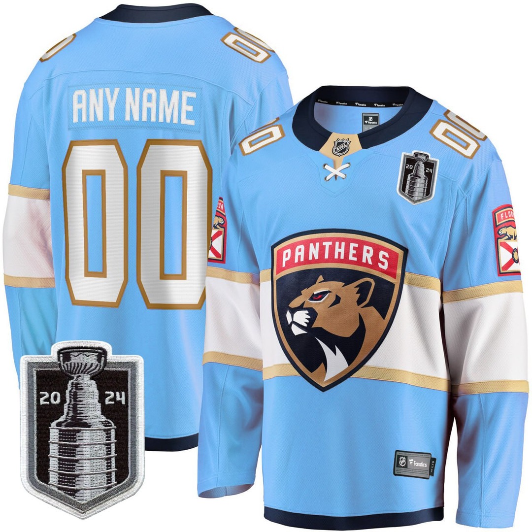 Florida Panthers Light Blue 2024 Stanley Cup Champions Custom Jersey- All Stitched