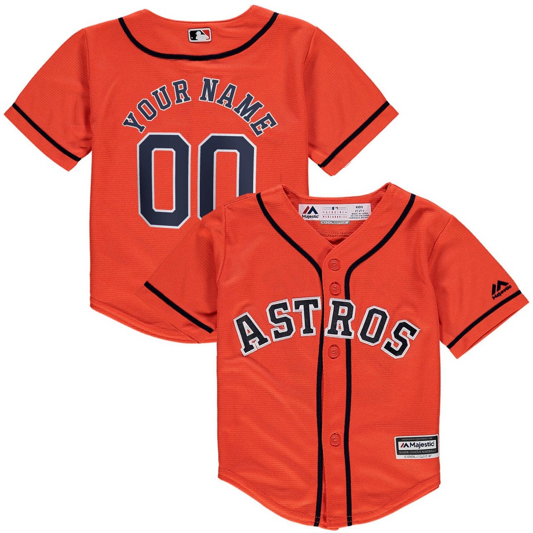 Toddler's Houston Astros Orange Baseball Custom Jersey - All Stitched