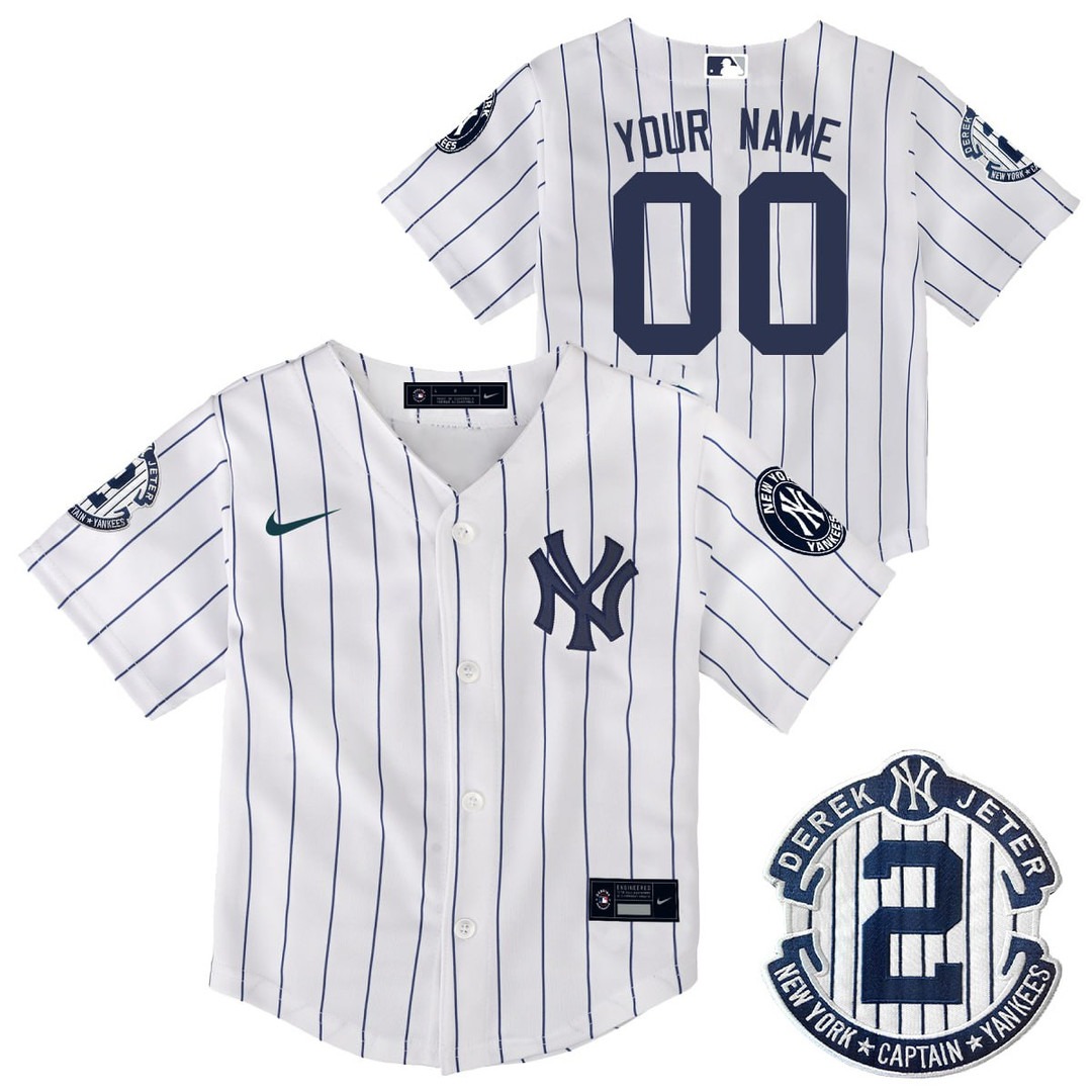 Toddler's New York Yankees White Custom Jersey - All Stitched