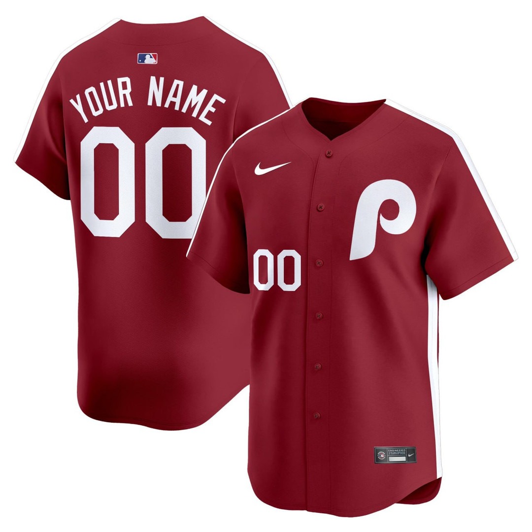 Philadelphia Phillies Baseball Red Custom Jersey - All Stitched
