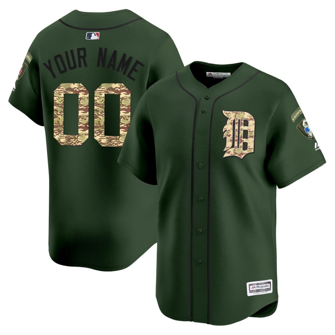 Detroit Tigers Military Baseball Custom Jersey - All Stitched