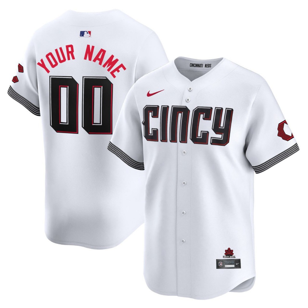 Cincinnati Reds Cool Base White Custom Jersey - All Stitched