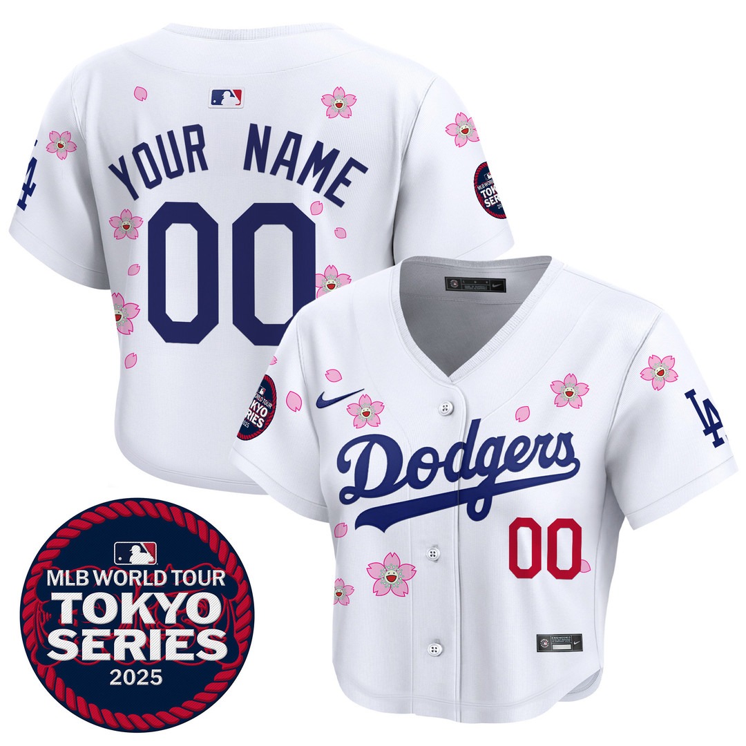 Dodgers Tokyo Series 2025 White Crop Top Baseball Custom Jersey - Stitched