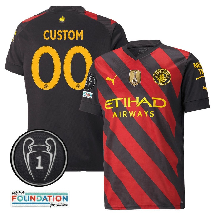 Manchester City C1 Champions Patch Away Custom Jersey