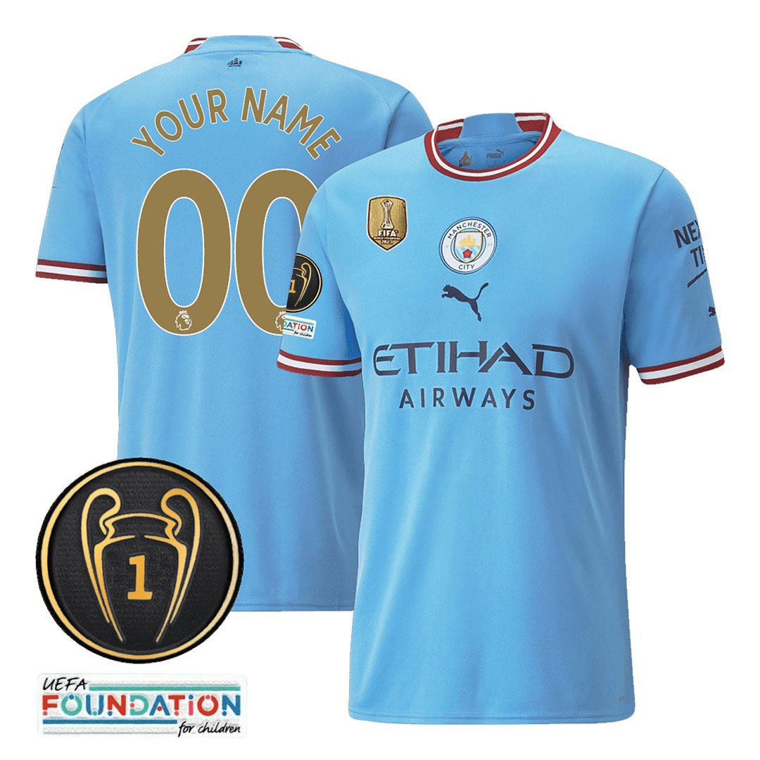 Manchester City C1 Champions Gold Patch Custom Jersey Champions V2