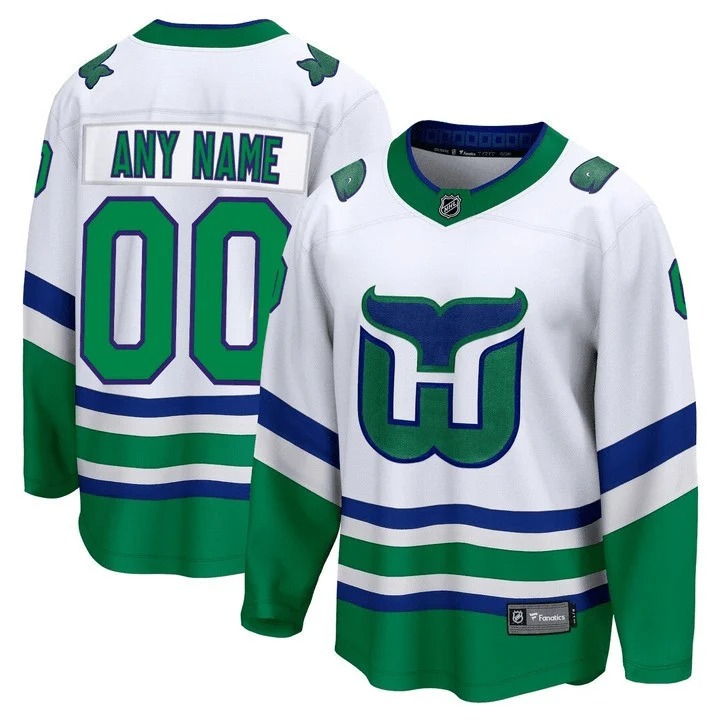 Carolina Hurricanes Throwback White Whalers Custom Jersey - All Stitched
