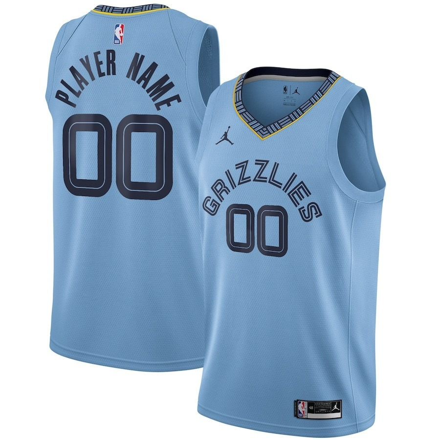 Memphis Grizzlies Light Blue Swingman Custom Jersey - All Stitched