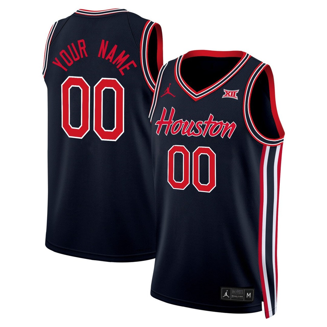 Houston Cougars 2024 Basketball Navy Custom Jersey - All Stitched