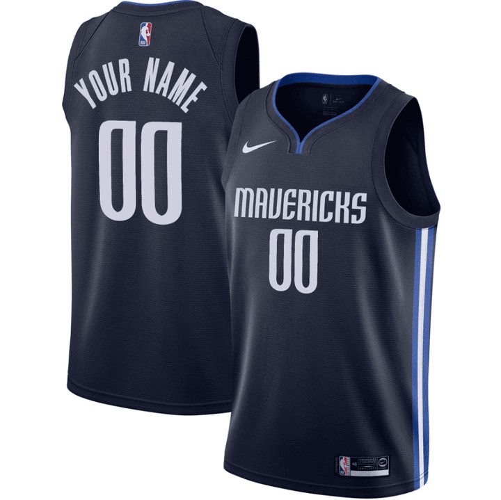 Dallas Mavericks  Custom Jersey Swingman Navy - All Stitched