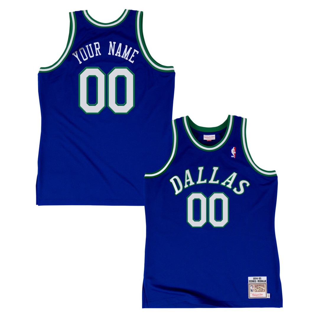 Dallas Mavericks 1994-95 Throwback Blue Custom Jersey - All Stitched
