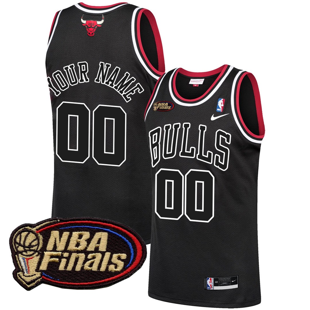 Chicago Bulls Black 1998 NBA Finals Custom Jersey - All Stitched