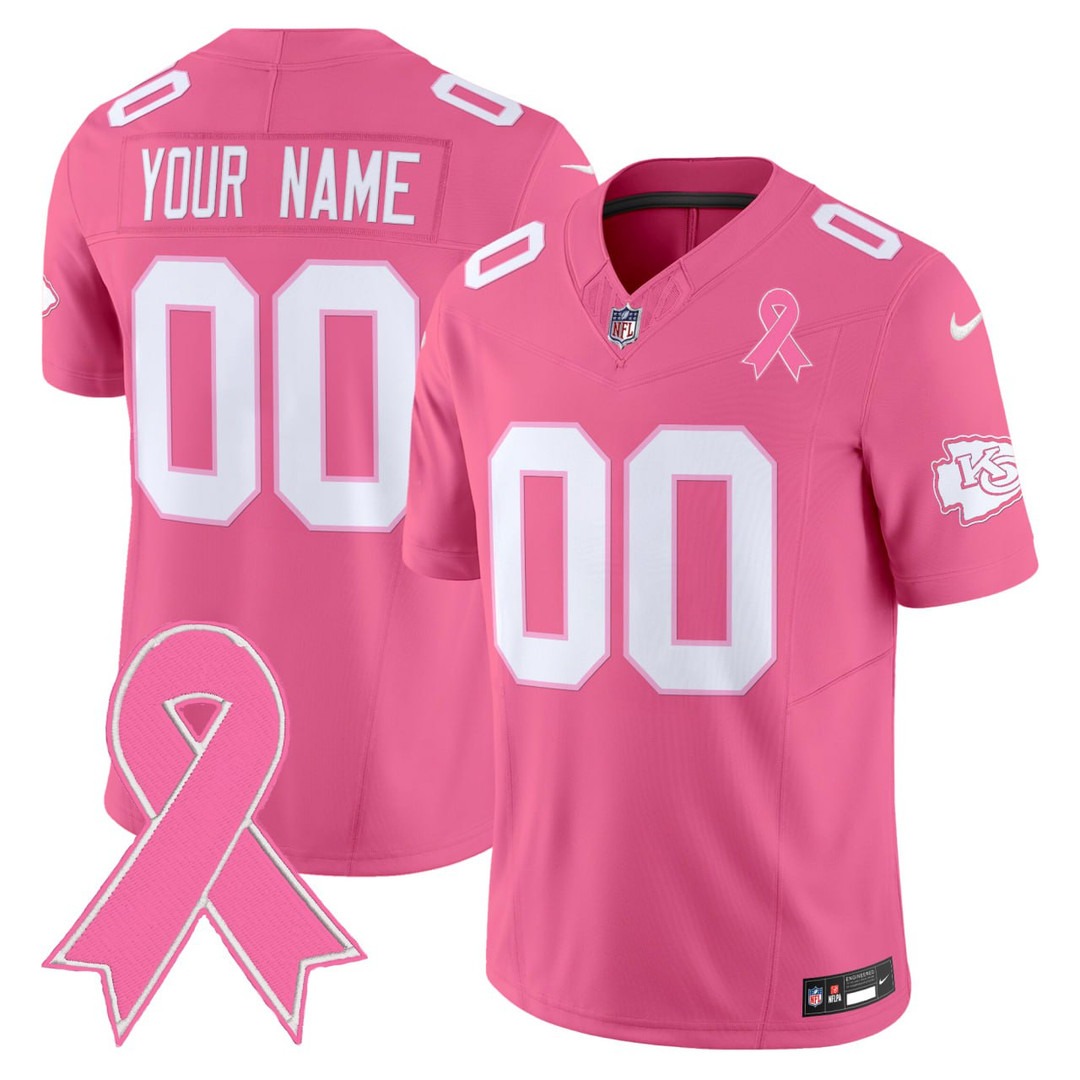 Kansas City Chiefs Pink Custom Jersey - All Stitched