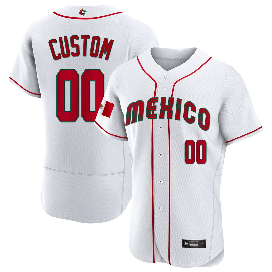 Mexico 2023 World Baseball White Flex Base Custom Jersey - All Stitched