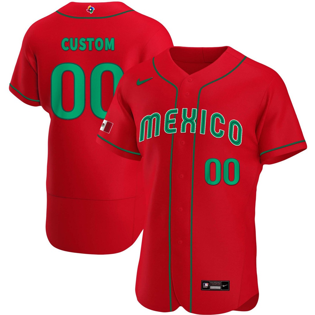 Mexico 2023 World Baseball Red Flex Base Custom Jersey - All Stitched