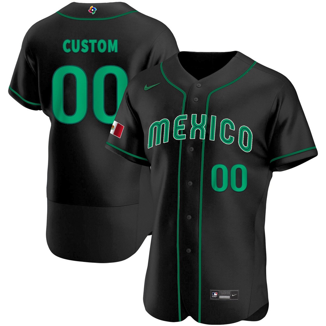 Mexico 2023 World Baseball Black Flex Base Custom Jersey - All Stitched