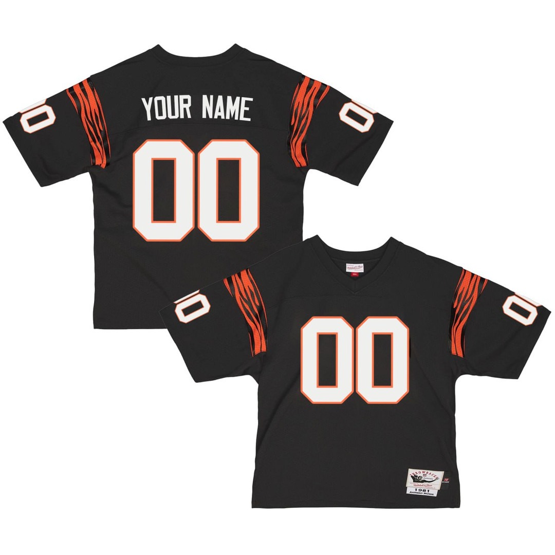 Cincinnati Bengals Black 1981 Throwback Football Custom Jersey - All Stitched