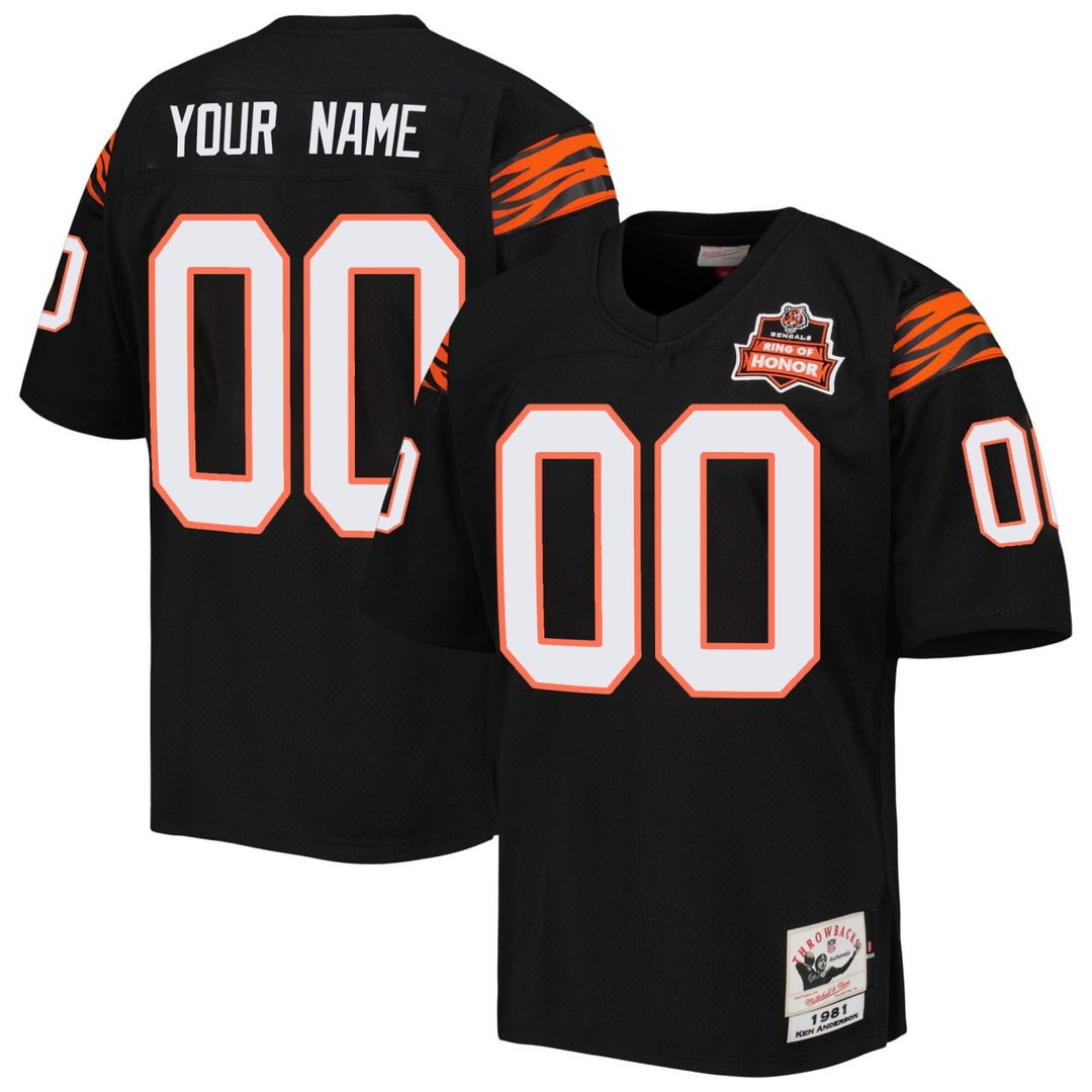 Cincinnati Bengals Black Throwback Custom Jersey - All Stitched