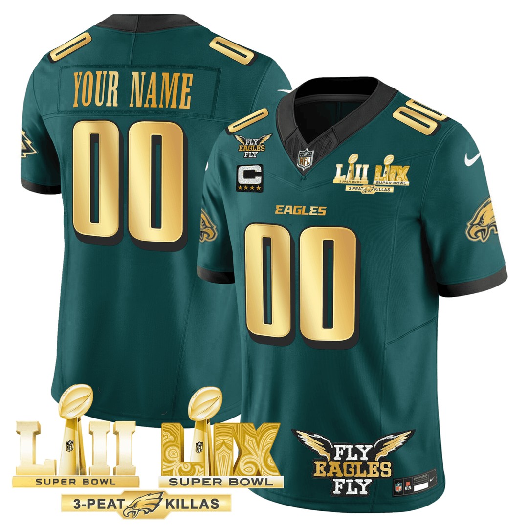 Philadelphia Eagles Super Bowl Fly Eagles Fly Custom Jersey - All Stitched