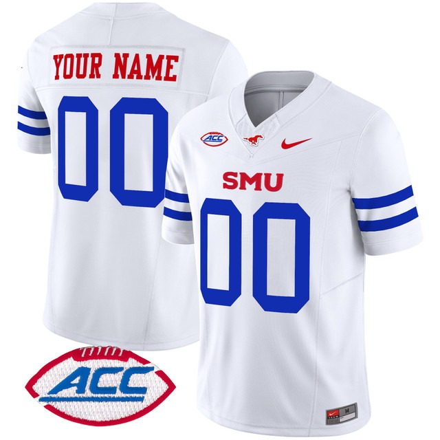 SMU Mustangs 2024 Vapor Limited Custom Jersey White - All Stitched