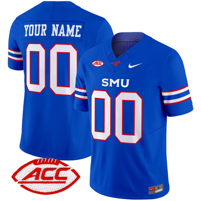 SMU Mustangs 2024 Vapor Limited Custom Jersey Blue - All Stitched