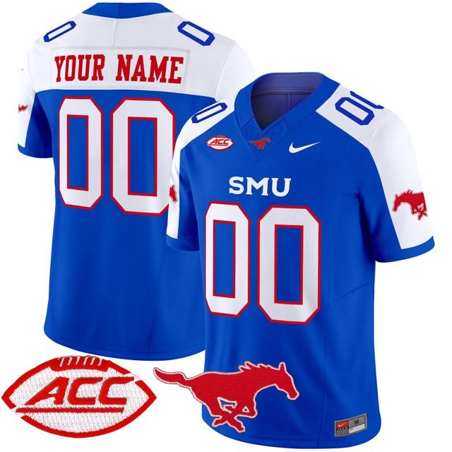 SMU Mustangs 2024 Vapor Limited Custom Jersey Blue Alternate - All Stitched