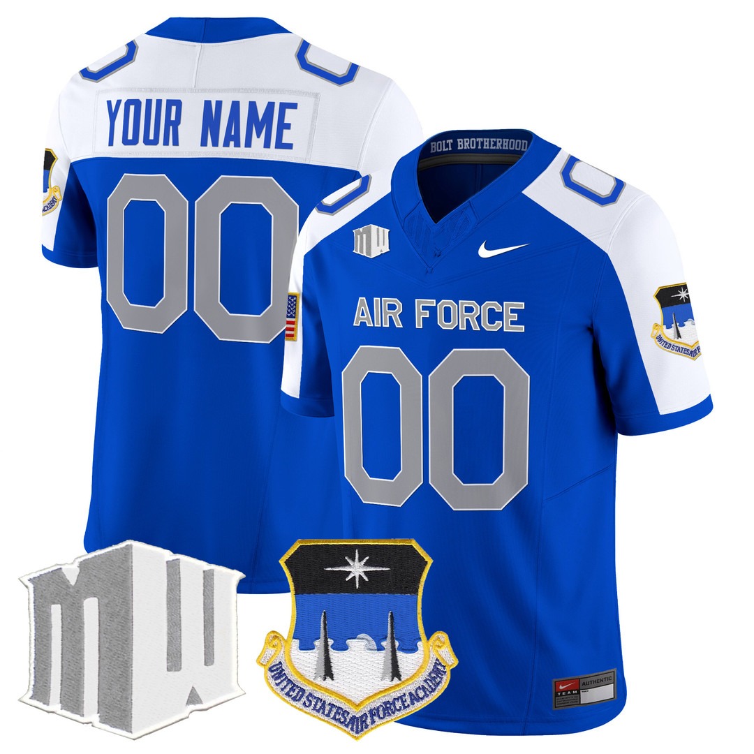 Air Force Falcons 2024 Vapor Limited Custom Jersey Royal Alternate - All Stitched