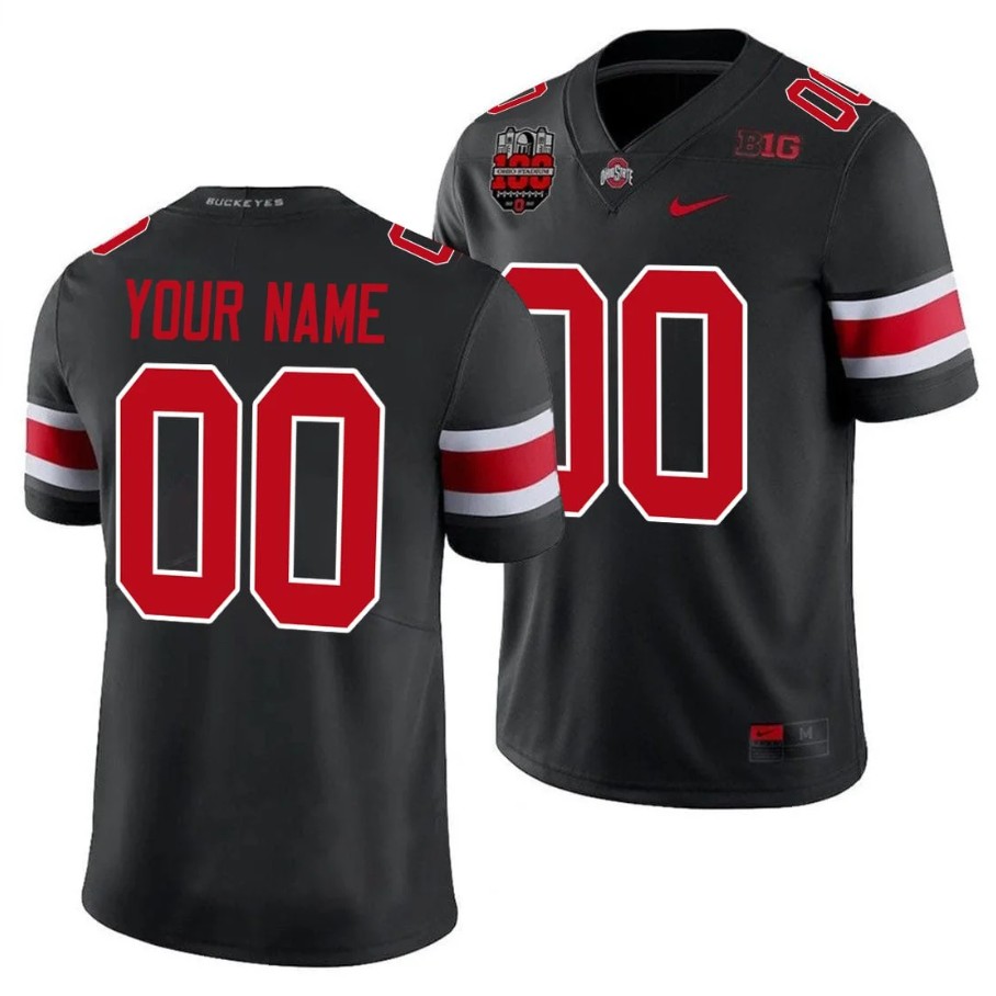 Ohio State Buckeyes Ohio Stadium 100 years Patch Black Custom Jersey - All Stitched