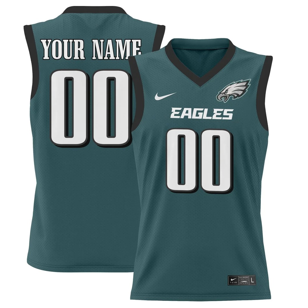 Philadelphia Eagles Custom 2025 Midnight Green Stitched Basketball Jersey