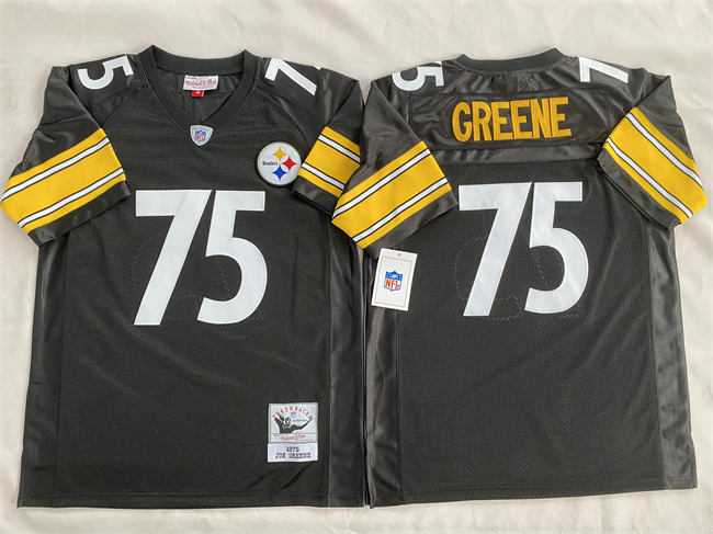 Men's Pittsburgh Steelers #75 Joe Greene Black Throwback Stitched Football Jersey