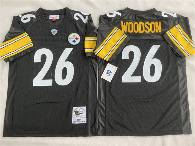 Men's Pittsburgh Steelers #26 Rod Woodson Black Throwback Stitched Football Jersey