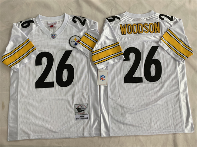 Men's Pittsburgh Steelers #26 Rod Woodson White Throwback Stitched Football Jersey