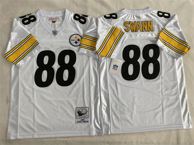 Men's Pittsburgh Steelers #88 Lynn Swann White Throwback Stitched Football Jersey