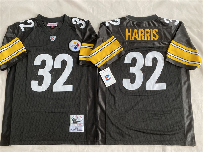 Men's Pittsburgh Steelers #32 Franco Harris Black Throwback Stitched Football Jersey