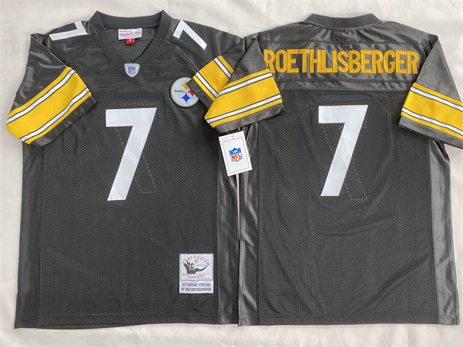 Men's Pittsburgh Steelers #7 Ben Roethlisberger Black Throwback Stitched Football Jersey