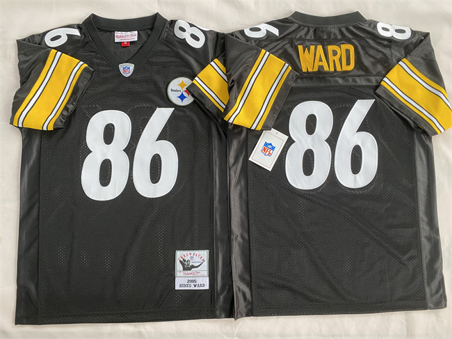 Men's Pittsburgh Steelers #86 Hines Ward Black Throwback Stitched Football Jersey