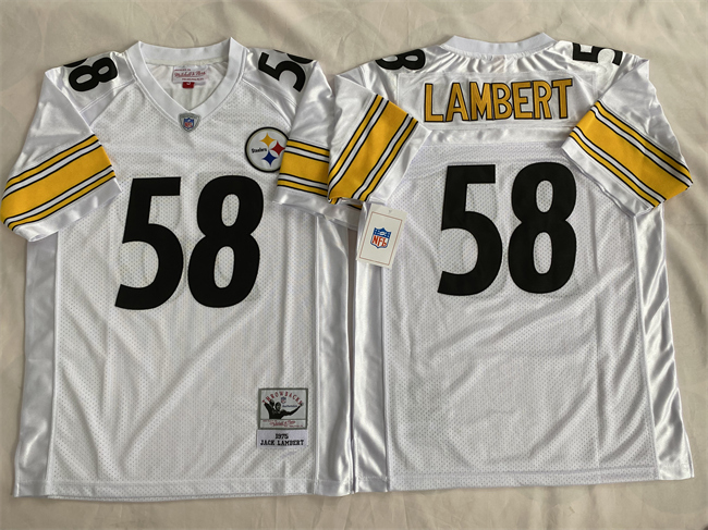 Men's Pittsburgh Steelers #58 Jack Lambert White Throwback Stitched Football Jersey