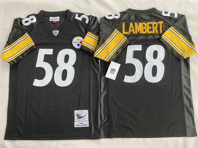 Men's Pittsburgh Steelers #58 Jack Lambert Black Throwback Stitched Football Jersey