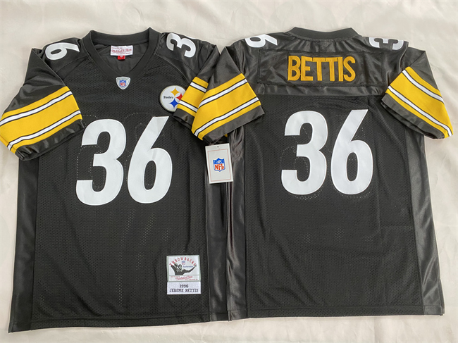 Men's Pittsburgh Steelers #36 #36 Jerome Bettis Black Throwback Stitched Football Jersey