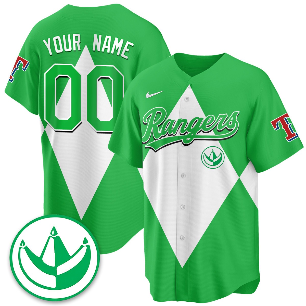 Texas Rangers Power Rangers Active Player Custom Green Limited Jersey - All Stitched
