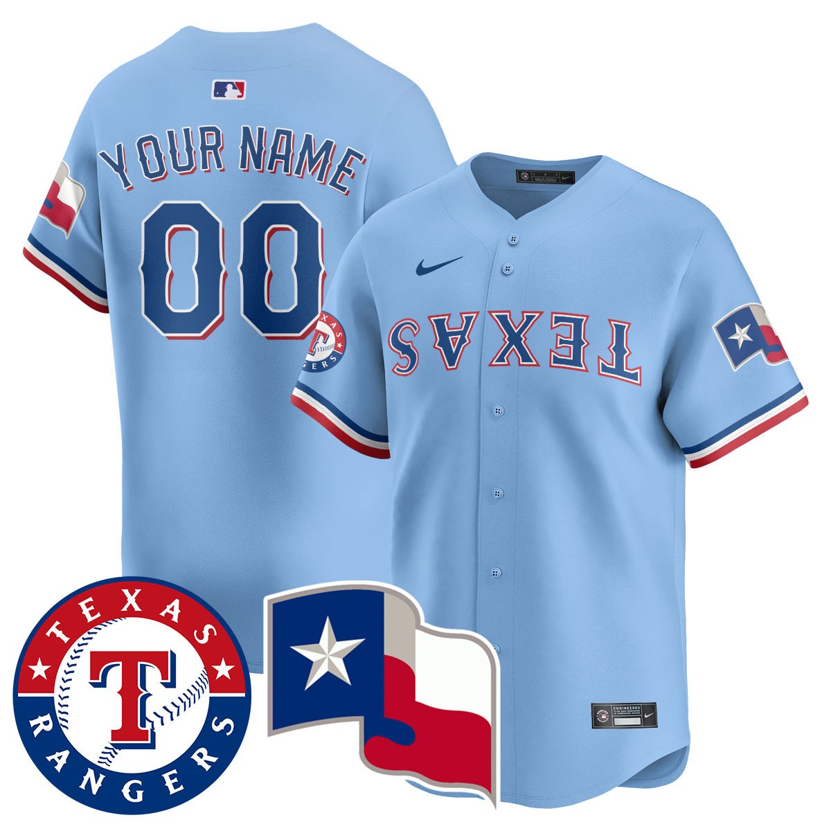 True Brvnd x Texas Rangers Active Player Custom Light Blue Limited Stitched Baseball Jersey