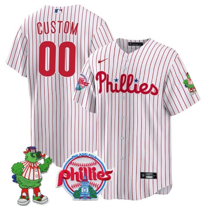 Philadelphia Phillies Custom White Cool Base Stitched Baseball Jersey - Phillies Phanatic Patch