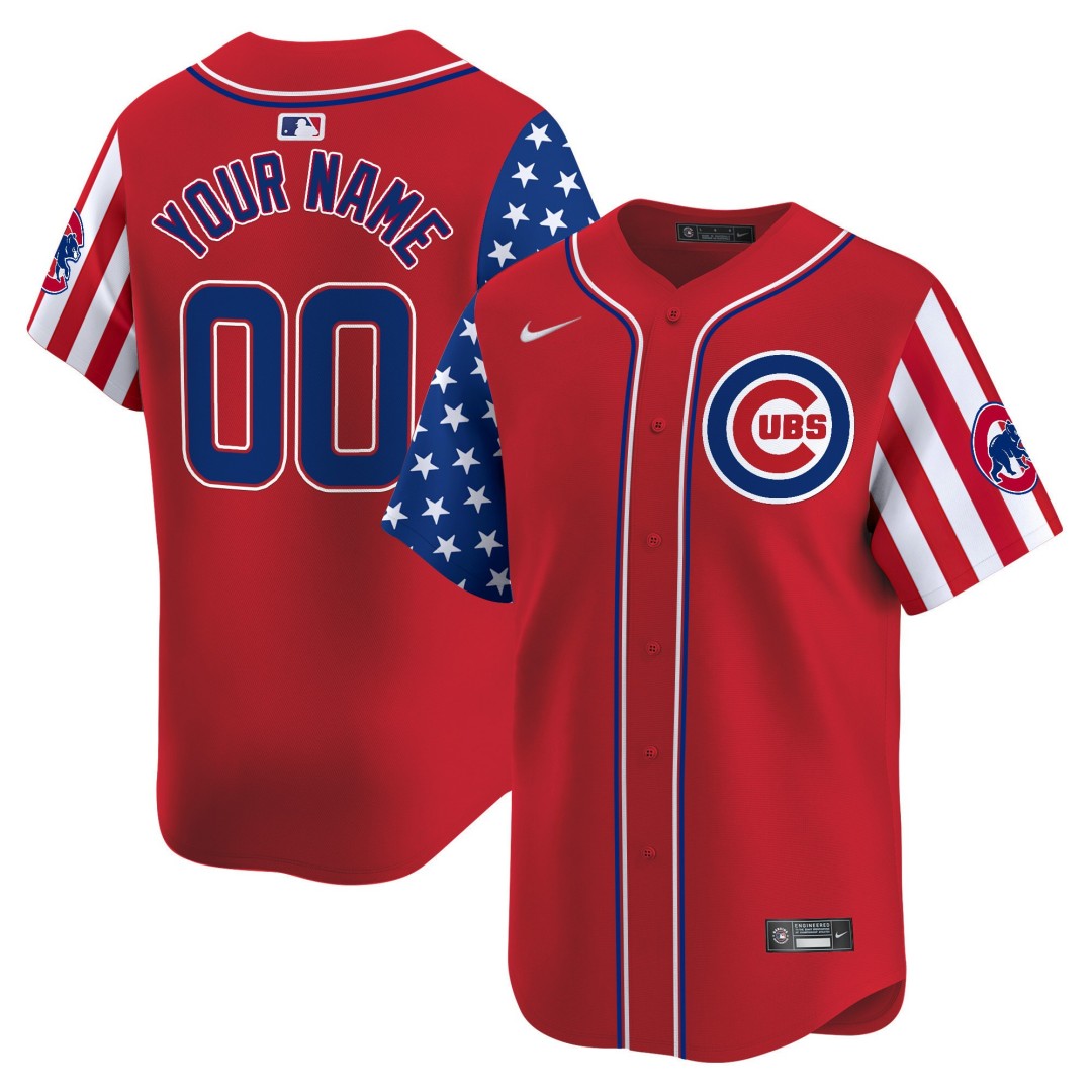 Chicago Cubs Custom Red Independence Day Vapor Limited Stitched Baseball Jersey