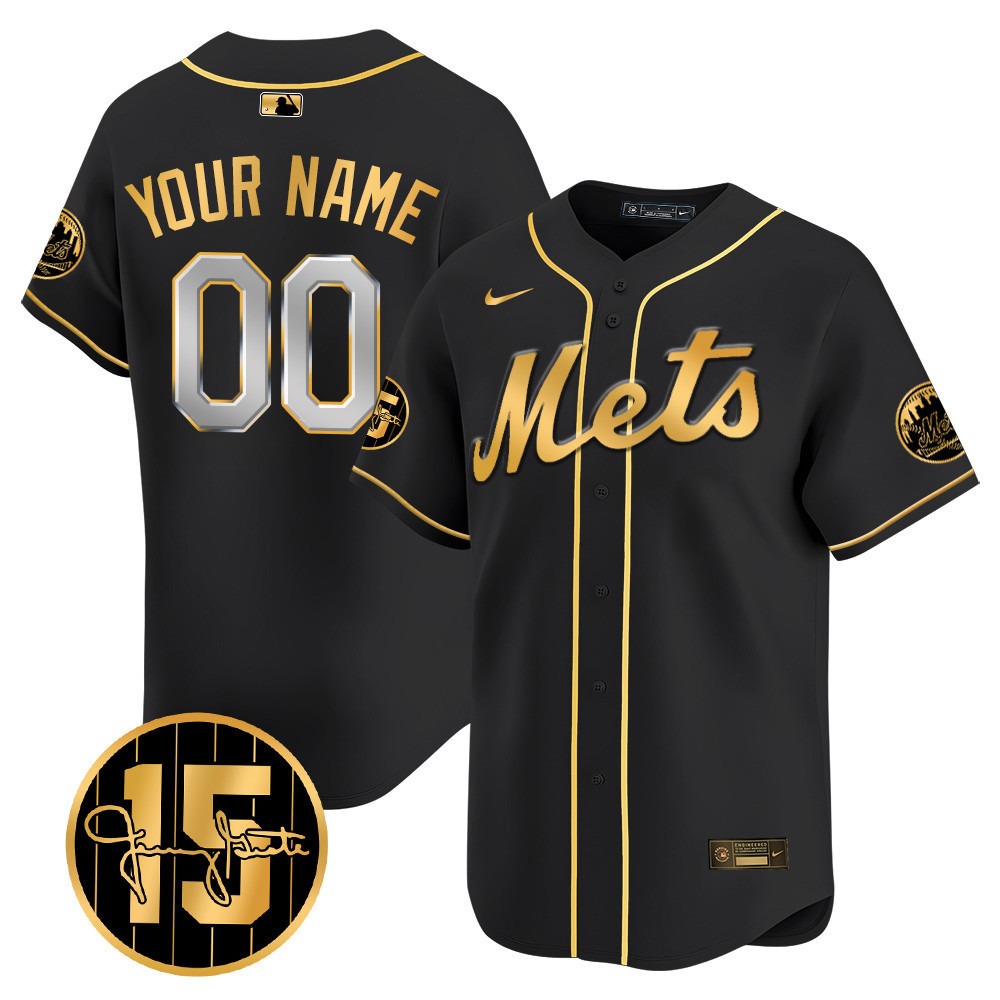 New York Mets Custom Black Gold Jerry Grote Patch Vapor Premier Limited Stitched Jersey