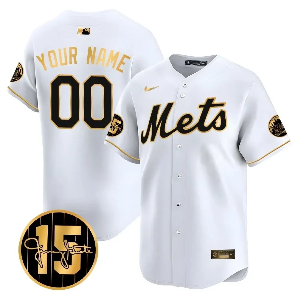 New York Mets Custom White Gold Jerry Grote Patch Vapor Premier Limited Stitched Jersey