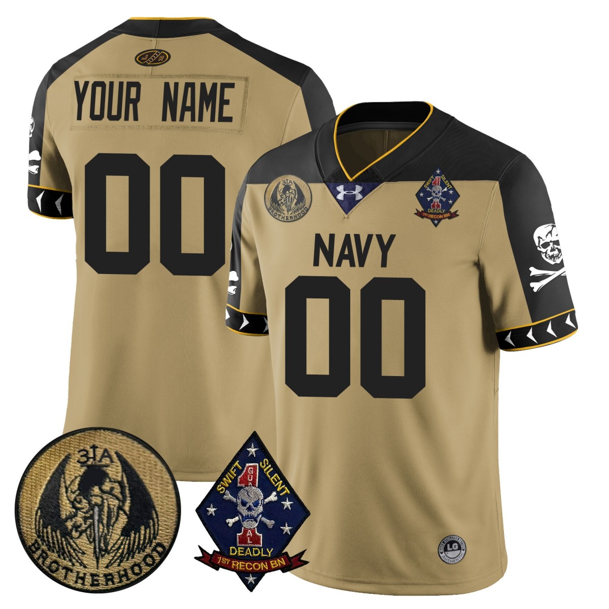 Navy Midshipmen Lacrosse Jolly Rogers Active Player Custom Vapor Limited Jersey Gold - All Stitched