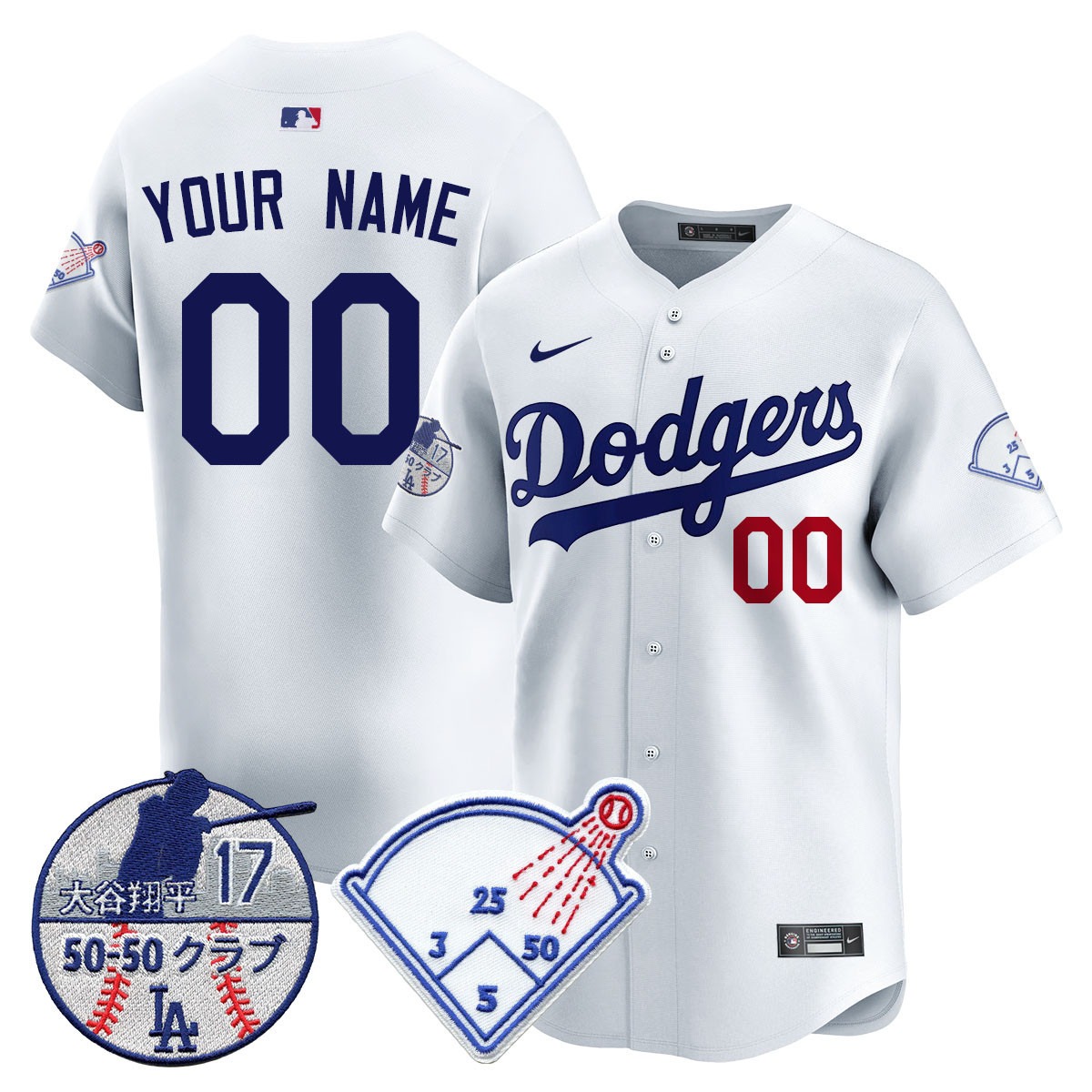 Los Angeles Dodgers Custom White Vapor Limited Stitched Jersey - Shohei Ohtani Patch