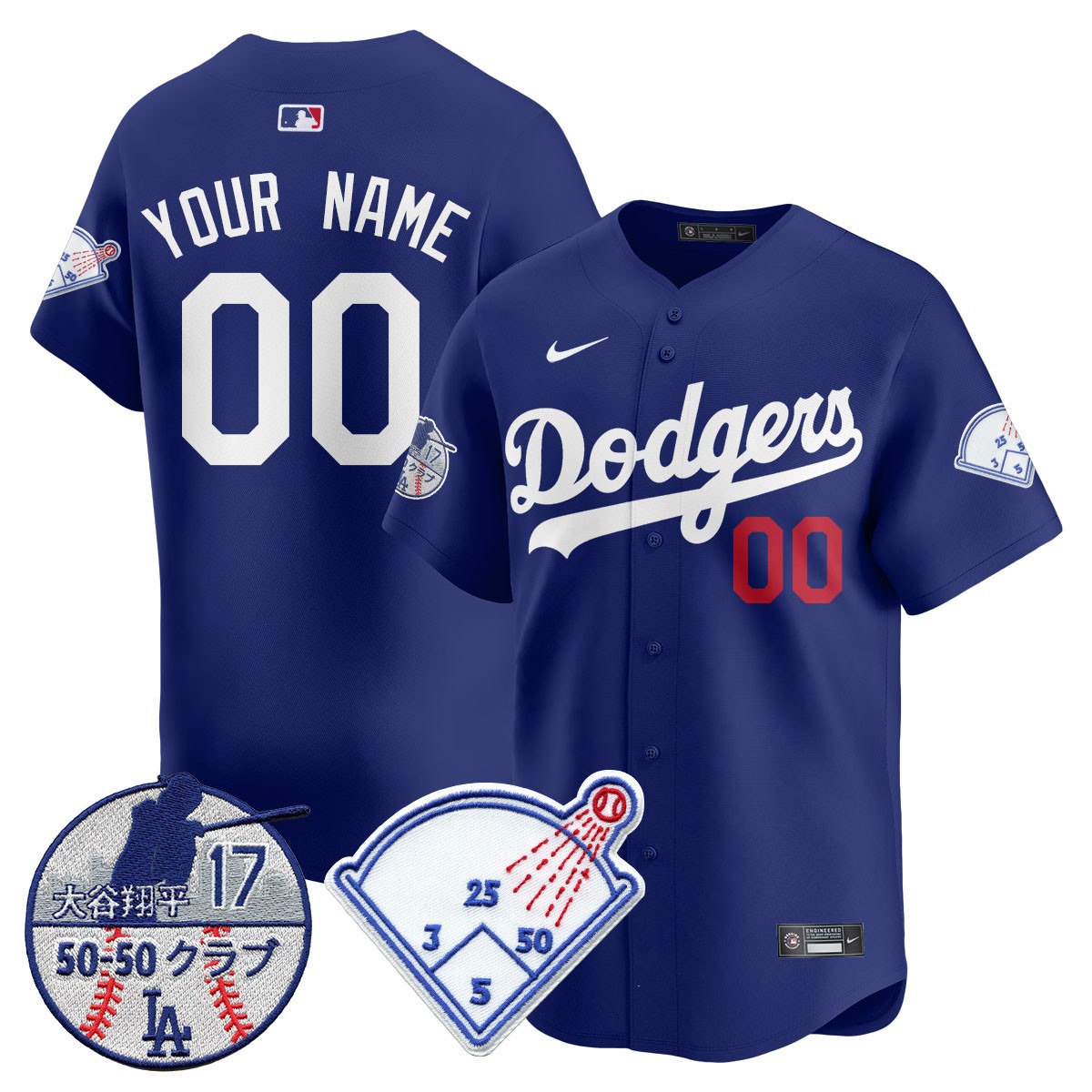Los Angeles Dodgers Custom Royal Vapor Limited Stitched Jersey - Shohei Ohtani Patch