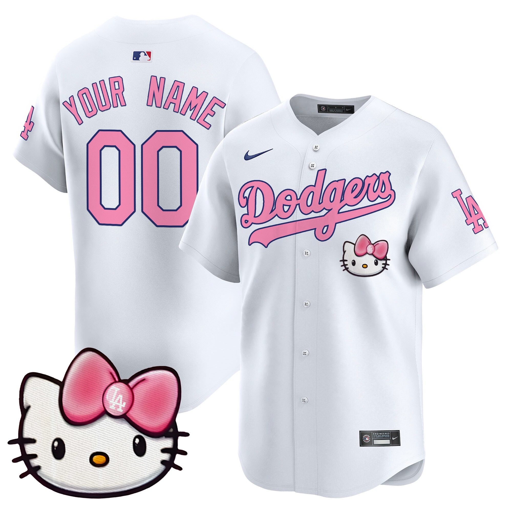 Dodgers Active Player Custom White 2025 Hello Kitty Vapor Premier Limited Stitched Baseball Jersey