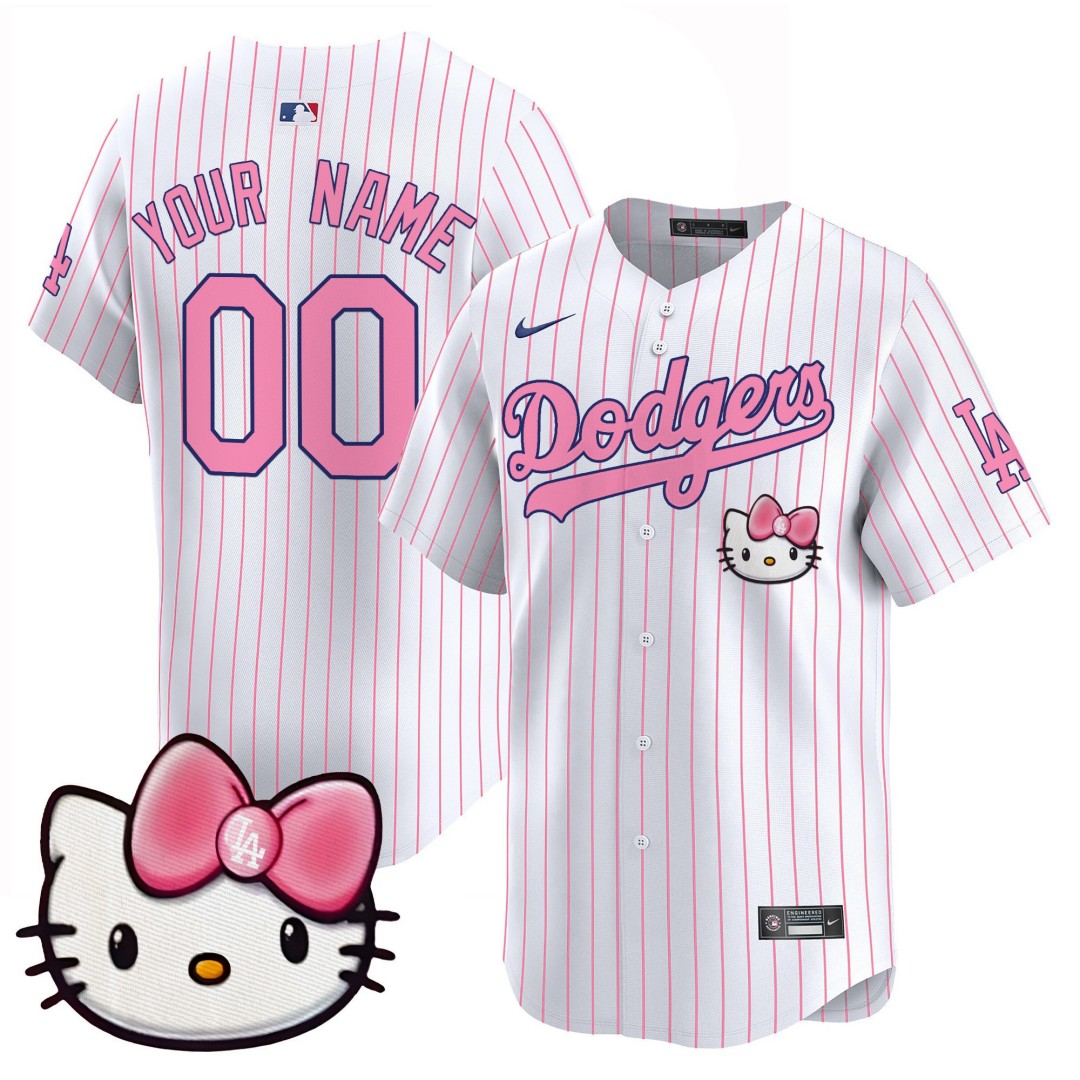 Dodgers Active Player Custom Pinstripe 2025 Hello Kitty Vapor Premier Limited Stitched Baseball Jersey